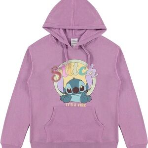 Disney Lavender Purple Stitch Hoodie It's A Vibe Hooded Sweatshirt Sz Medium